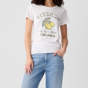 Gap Favorite Tee Citrons Lemons Fresh & Delicious t-shirt Size M
